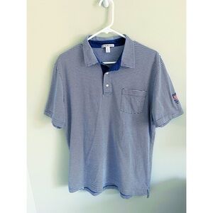 Peter Millar blue pinstripe Pima cotton golf shirt sz M